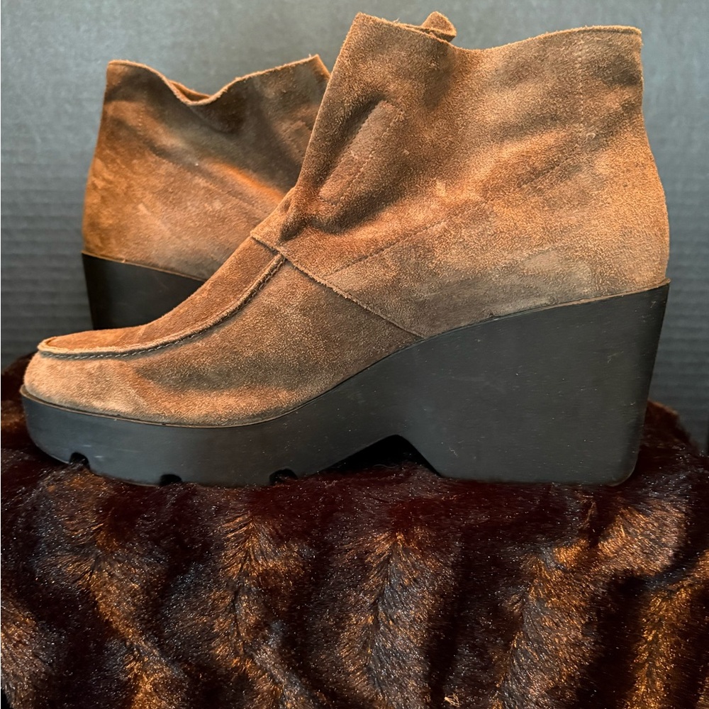 Eileen Fisher Gray Ankle Booties with Wedge Sole